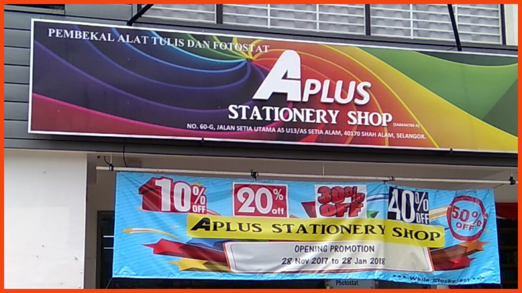 kedai alat tulis setia alam aplus printing & stationery, setia taipan 2